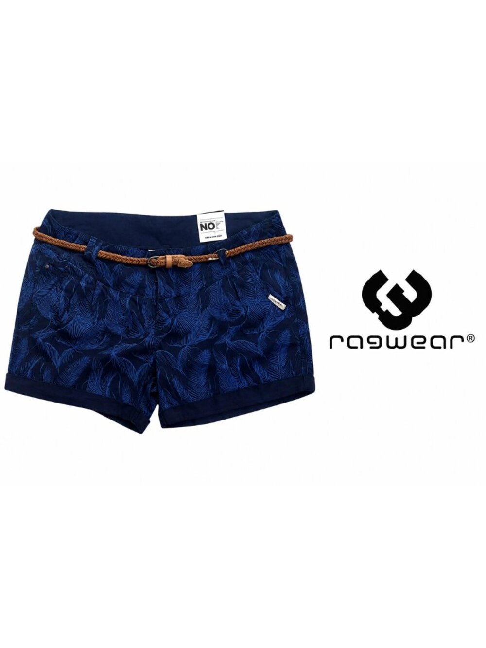 Ragwear Navy Print Shorts with Braided Belt ~ Size 31 - NWT